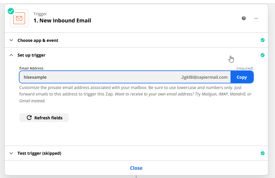 Zapier E-mail Trigger